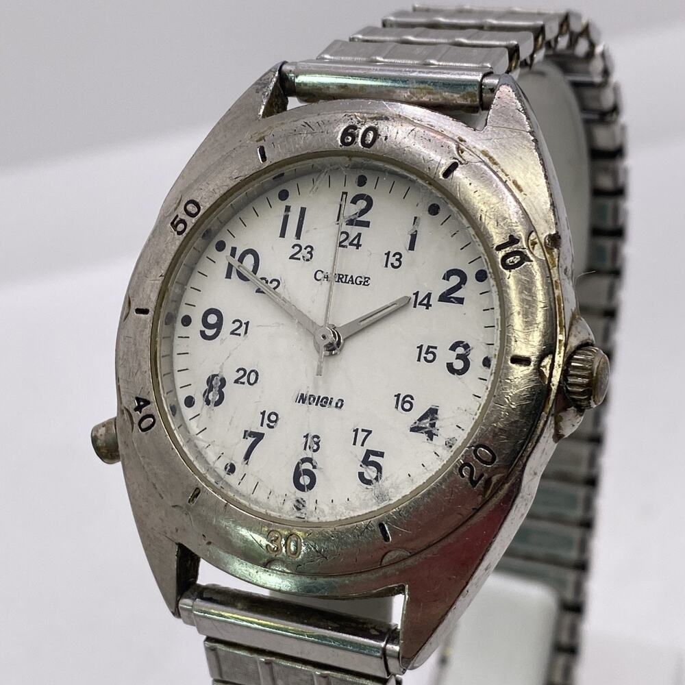 Vintage Time Carriage Indiglo Watch Works New Battery Mens